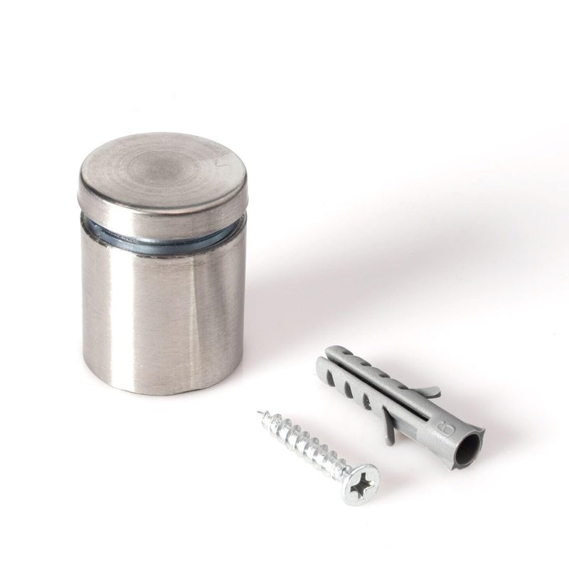 OUTWATER Stainless Steel Standoff 1 Inch Diameter x 1 Inch Barrel Length Brushed Finish for PVC, Glass and Acrylic Sign Stand Off Wall Anchors and Screws 4 Piece Pack for Heavy Signs - Image 1